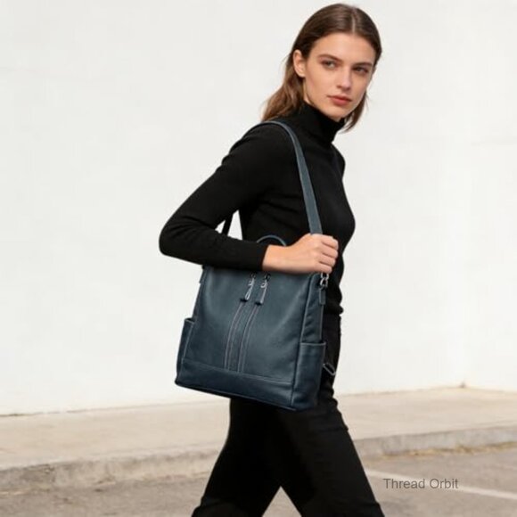 Leather Convertible Backpack Purse for Women, Travel Handbag with 9 Pockets main image 5